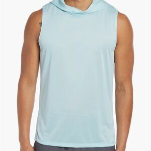 Zella Vertex Performance Sleeveless Hoodie Tank Blue Resort Melange Medium Men’s